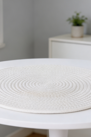Round White Cotton Rope Woven Placemats Set of 8