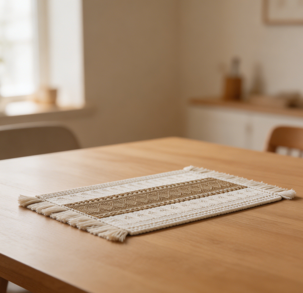 Tobacco Band Cotton Jute Blend Placemats Set of 6 - Image 2