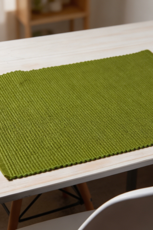 Fir Green Thick Ribbed Cotton Placemats Set of 4
