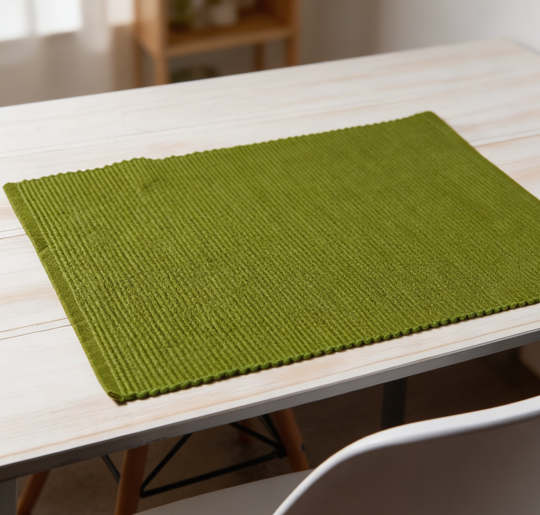 Fir Green Thick Ribbed Cotton Placemats Set of 4