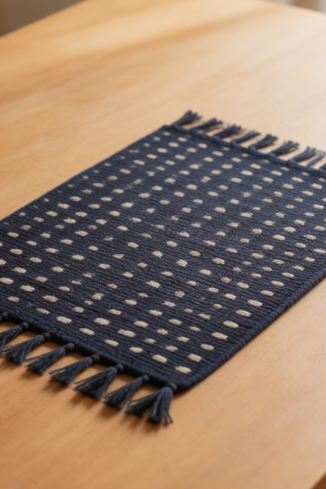 Navy Rustic Dashed Cotton Placemats Set of 4