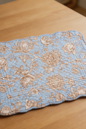 Blue Cream Floral Cotton Placemats Set of 6