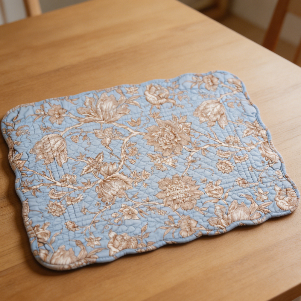 Blue Cream Floral Cotton Placemats Set of 6