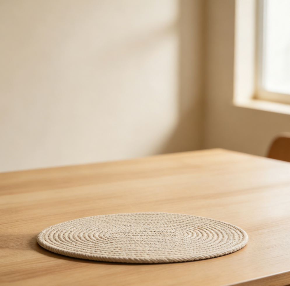Oval Brown Cotton Rope Braided Placemats Set of 6 - Image 2