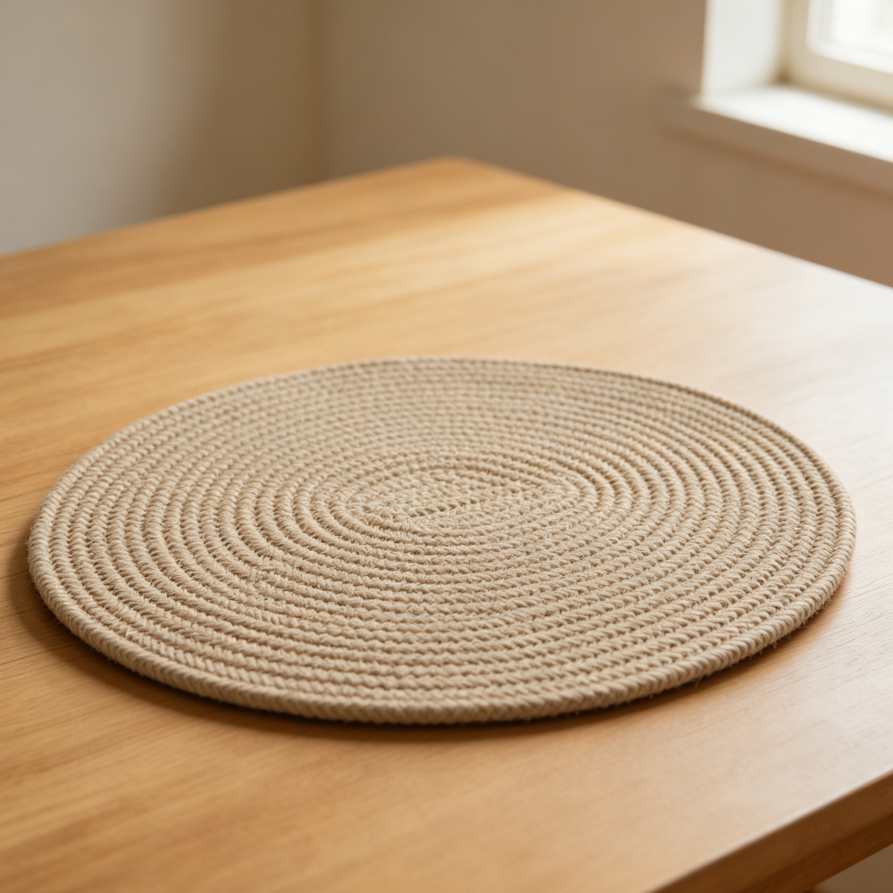 Oval Brown Cotton Rope Braided Placemats Set of 6