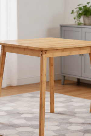 Square Natural Bamboo Dining Table