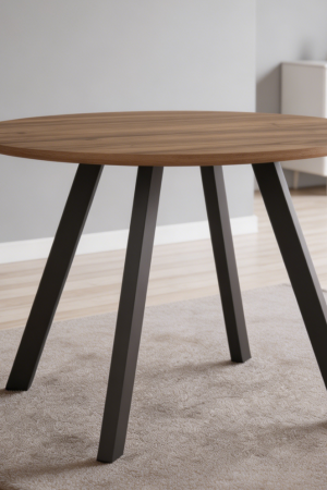 Round Walnut Mid-Century Modern Table