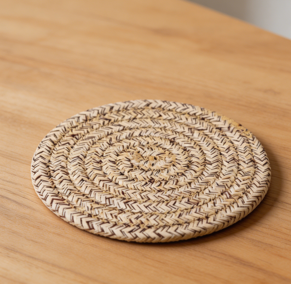 Cotton Woven Coasters with Holder 8 Pcs Mixed Brown - Image 2