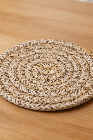 Cotton Woven Coasters with Holder 8 Pcs Mixed Brown