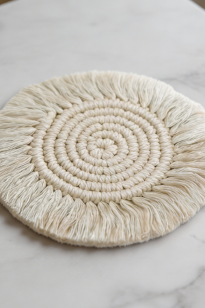Cotton Macrame Coasters Set of 2 Handmade Absorbent