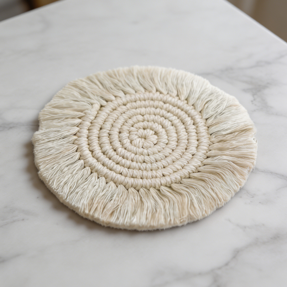 Cotton Macrame Coasters Set of 2 Handmade Absorbent