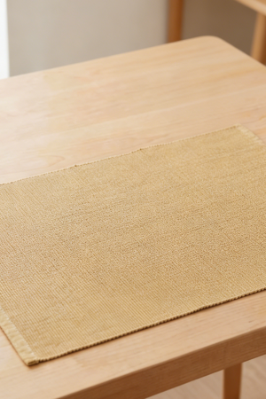 Solid Ribbed Beige Cotton Placemats Set of 4