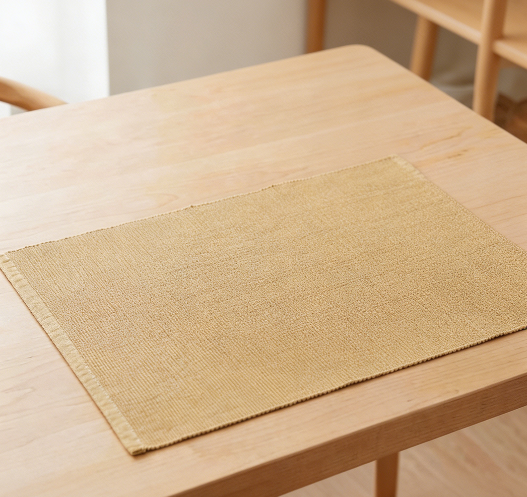 Solid Ribbed Beige Cotton Placemats Set of 4