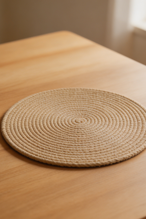 Round Khaki Cotton Rope Woven Placemats Set of 6