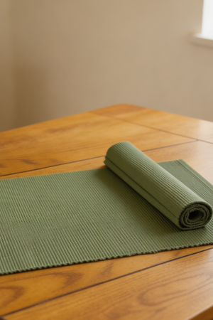 Sage Cotton Solid Woven Ribbed Placemats Set of 6