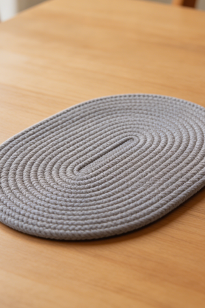 Oval Grey Cotton Rope Braided Placemats Set of 4