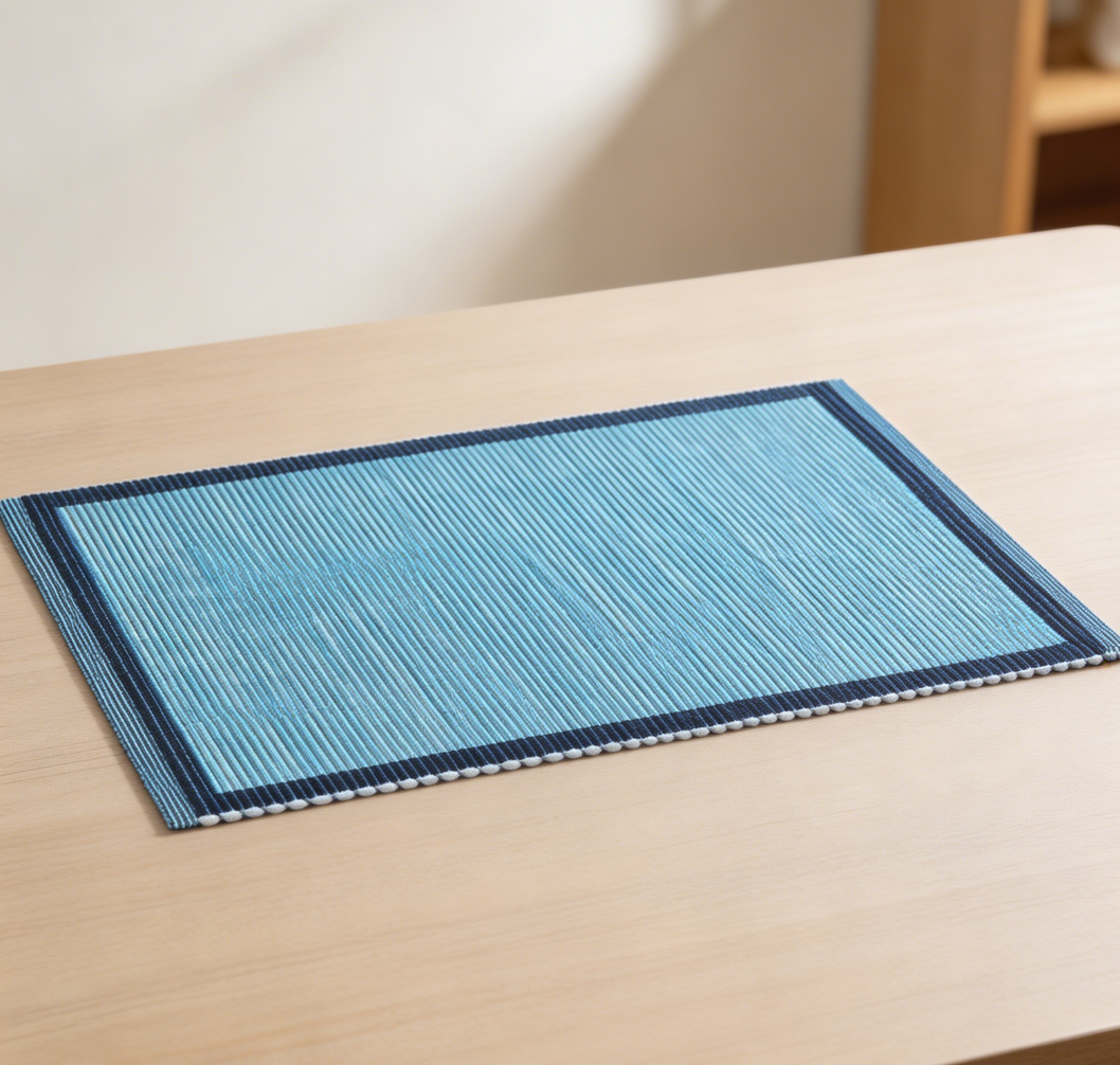 Blue/Navy Reversible Cotton Woven Placemats Set of 4